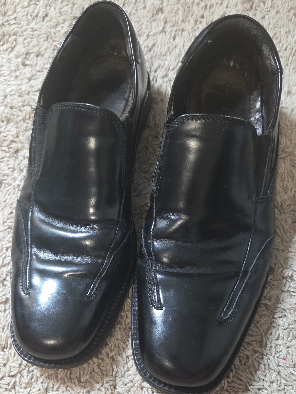 Johnston & Murphy Black Leather Slip-On Loafers, 9.5